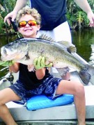 9 year old Kaiden caught this 8 lb. largemouth bass in Greenacres.