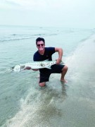 Billy who just moved to Delray,  caught this cuda from the beach.