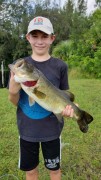 10 year old Marc Rotolante caught this largemouth bass fishing live bait in a Jupiter canal.