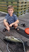 8 year old James Rotolante caught a bass on live bait at Pine Glade.
