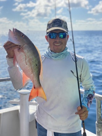 A nice mutton snapper reeled in on Fishing Headquarters.