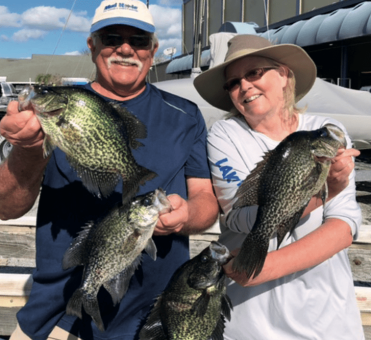 Rick and Mary Hacker 4 of the 5 crappies caught in Lake Monroe for the Sanford Hookd’ on Lake Monroe contest
