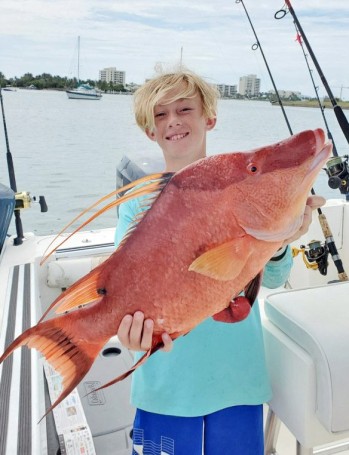 Jim Love, Jr. and Jim Love III (pictured) hooked a massive 31-inch hogfish! Nice job, guys!