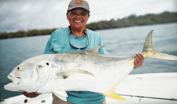 Little Mo wrestled herself in a monster 40-lb. jack crevalle in Sebastian Inlet on a 7’6” Uglystik Inshore Select with a Penn Spinfisher 3500 and 20lb Beyond Braid drifting live bait in Sebastian Inlet.