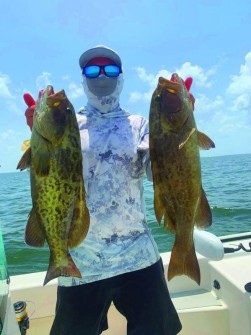 Hooked up on both of these Gag grouper’s at once.