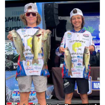 Hayden Wolf and Landyn Myers, youngest new members of Seminole Jr Anglers caught a 5 bass limit at Harris Chain event