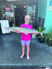 Fish Tales Bait and Tackle’s own 8yo Jane with her 34”, 10.5lb Spanish Mackerel caught off of Venice!