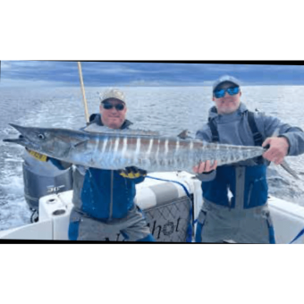Will Harrison and John Miller with another “Monster” Wahoo caught east of Flagger Beach out of Ponce Inlet, aboard “No Shot”