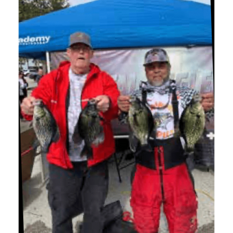 Crappie Addicts Owner Brian and his partner Greg were all smiles with the big win! Hook’d On Lake Monroe