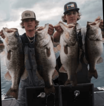 Bray Gilman & Grady Yates with 4 giant bass caught in a private pond mid January totaling over 35 lbs.