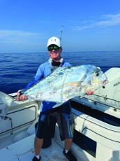 Chuck Tabeling w/ this huge African Pompano, (43”- 35#) after a 20 minute fight.