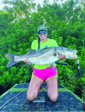Kimberly Flowers caught this beauty while out fishing by herself on her 55th bd- her personal best 44”!!