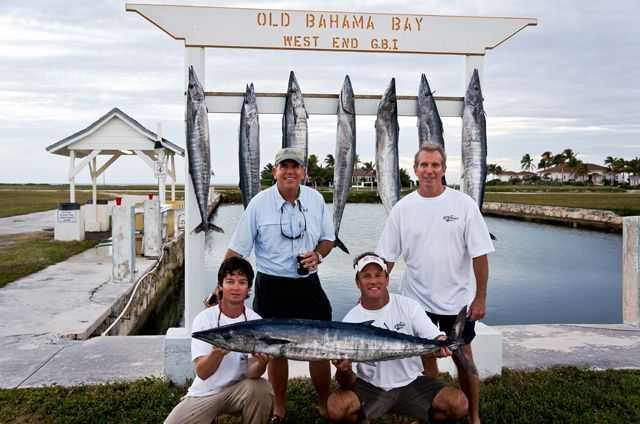 "Svengali" wins the First Leg of the Wahoo Championship. The "Svengali" Fishing Team. with their day three haul. Marshall Leeds [standing left] Jay Black [standing right]. Mikey and Capt Rick Redeker kneeling. Photo credit: Ken Jones