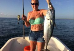 Gretchen Schwartz with bonito.