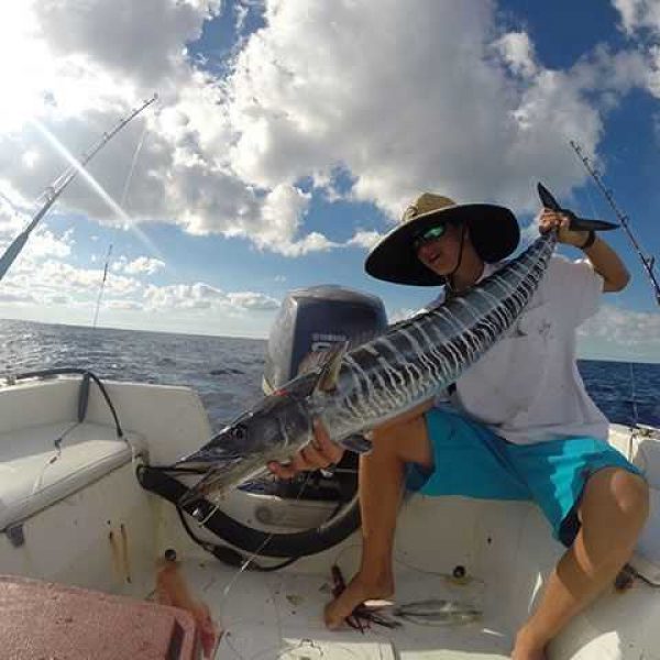 Kai Owen with a wahoo caught in Abaco