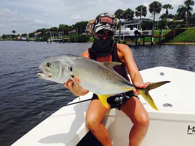 Karla George with a jack recently caught on a D.O.A. C.A.L. PHOTO PROVIDED by Karla George.