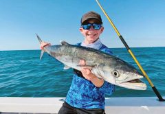 Awesome junior angler had a fun day a few miles out aboard the Fire Fight with Capt. Joe catching hammers, kings—and more!