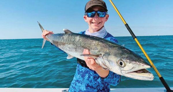 Awesome junior angler had a fun day a few miles out aboard the Fire Fight with Capt. Joe catching hammers, kings—and more!
