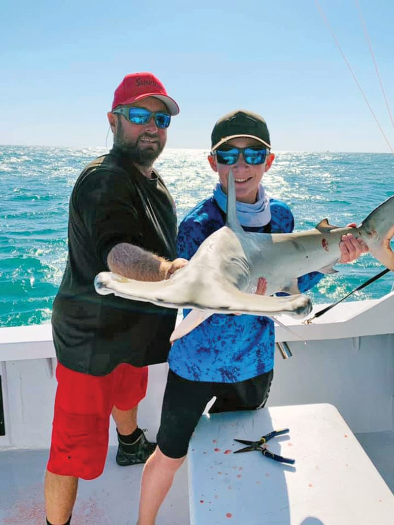 Awesome junior angler had a fun day a few miles out aboard the Fire Fight with Capt. Joe catching hammers, kings—and more!