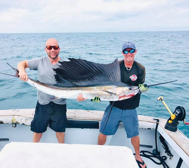 Mike Watkins, Capt. Morgan and crew on the Fired Up had a great day catching their limit on kings, two jacks, a sandbar, hammerhead and this beauty. Sail on, Mike!