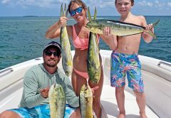 A great day on the water was had by the McQuaig family, who scored a bunch of mahi mahi in Sebastian Inlet by trolling feathers and prerigged ballyhoos in about 500ft. of water.