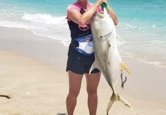 Lyndsie Mustian took this nice jack crevalle out of the Sebastian Inlet surf.