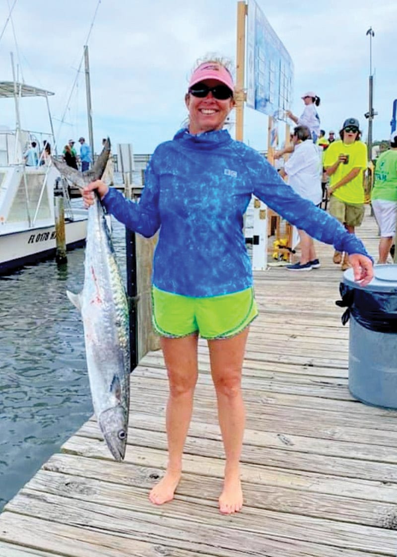Top Lady Angler Crissy Shoonmaker with her 33.94 pound kingfish, caught aboard Little Debbie.