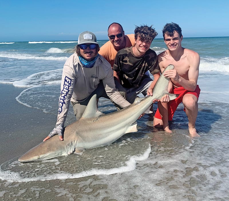 Exciting shoreline shark fishing will stay consistent throughout May.