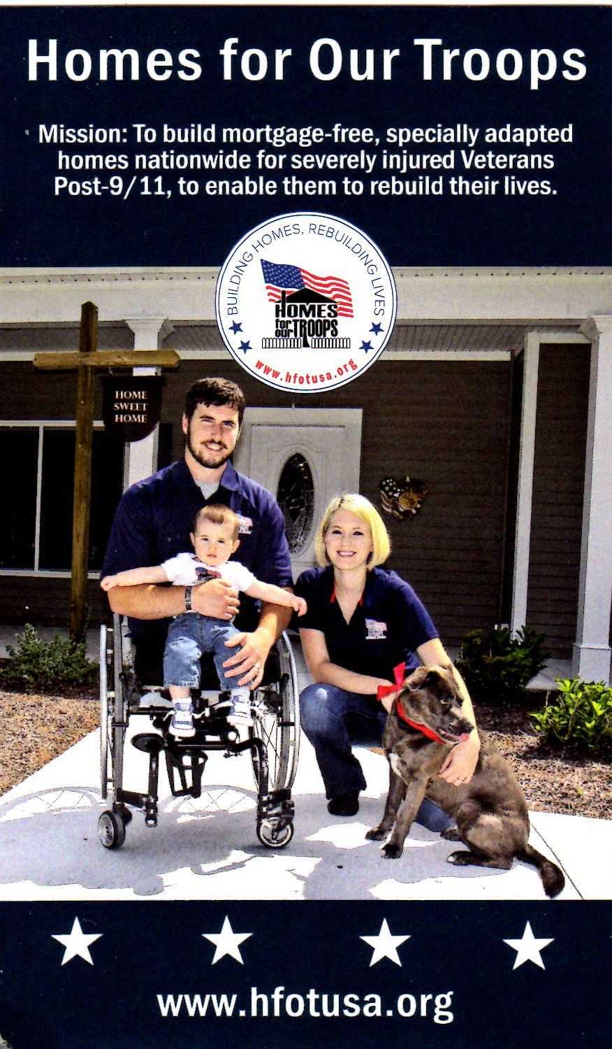 homes for our troops goal is to build 43 motgage free homes for injured