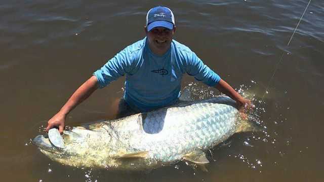 Tarpon caught on Yo-Zuri Crystal Minnow using a Blackfin Rod and Penn Spinfisher V, on the North Fork of the St. Lucie River. Photo provided by Chris Sharp.