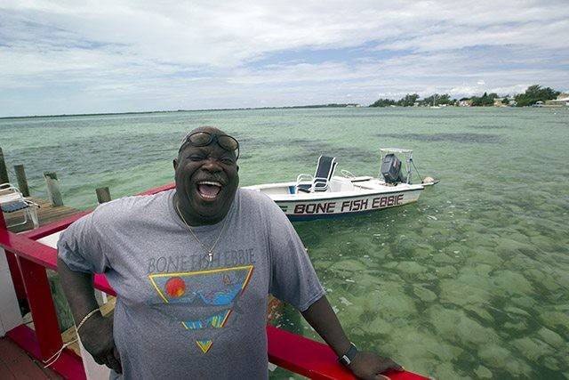 Bonefish Ebbie is just waiting to guide you to the fish and to serve up some great food and drink at Ebbie’s Bonefish Club. PHOTO CREDIT: Bahamas Ministry of Tourism.