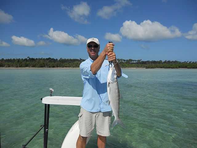 Adam Showell with a nice Abaco bonefish. Photo supplied by Green Turtle Club.