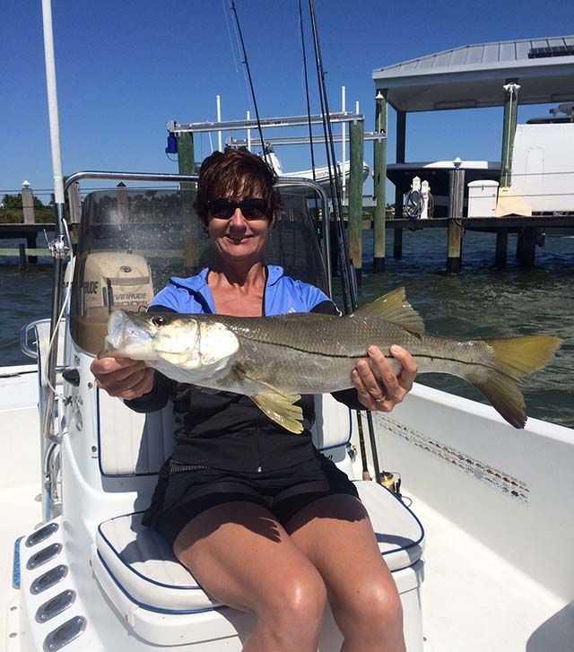 Leslie Young caught this one fishing live mullet under the docks with her husband Capt. John Young. PHOTO CREDIT: Capt. John Young.