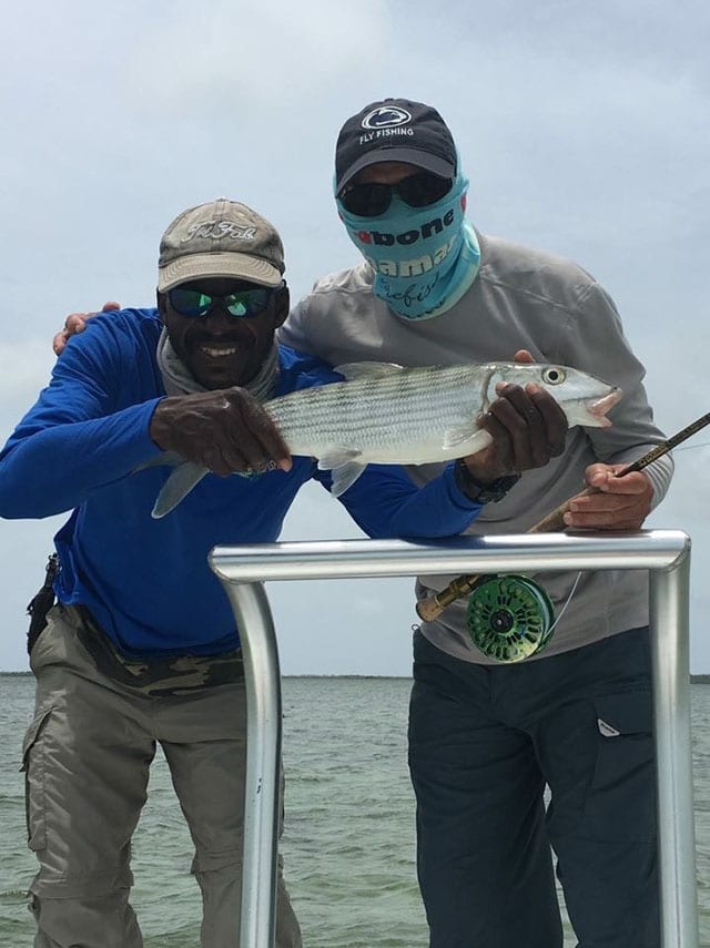 One of many bonefish Tony and his Guide Joe T caught on the flats of East Grand Bahama. PHOTO CREDIT: Firefly Bonefishing.