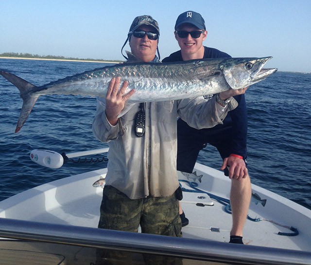 Drifting live bait for kingfish in 30 feet of water paid off for angler Bill Santos with Captain John Young. PHOTO CREDIT: Bites On Guide Service.
