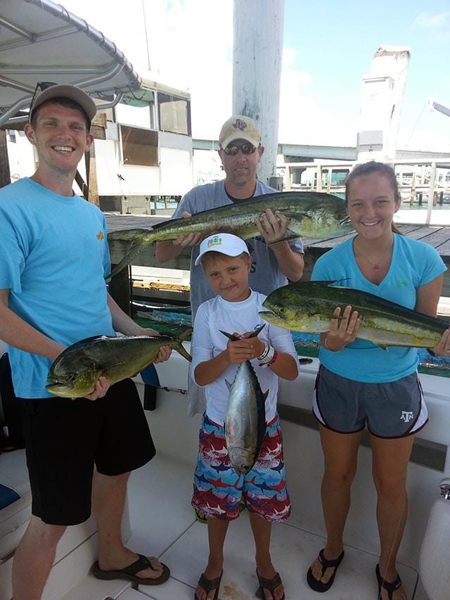 Charter guests from Texas with their day’s catch. PHOTO CREDIT: Capt. Teddy Pratt.