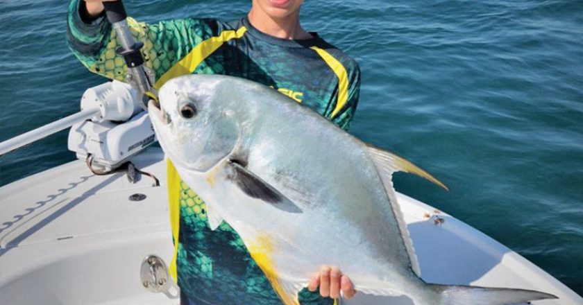 Hayden Mare caught this nice permit using a small live crab with a 2/0 Eagle Claw circle hook and 40-pound Tsunami-Pro fluorocarbon leader.