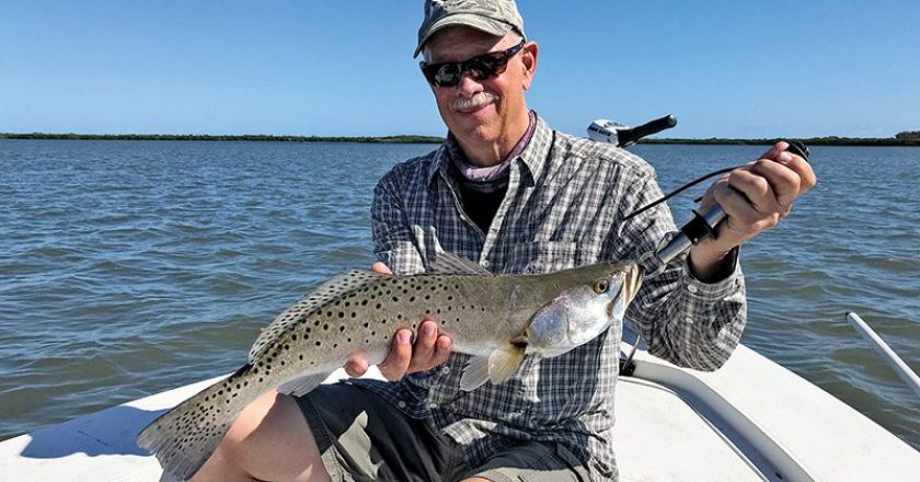 Kevin Williams migrated out of the Rocky Mountains this winter and traded the rainbow and brown trout he is used to for this nice spotted seatrout.
