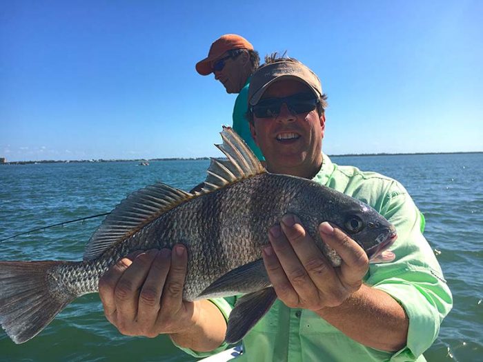 Ralph caught this nice black drum while on a fishing adventure with two high school buddies, Don and Jim.  The guys caught trout, sheepshead and many other species on that morning. PHOTO CREDIT: Capt. Charlie Conner.