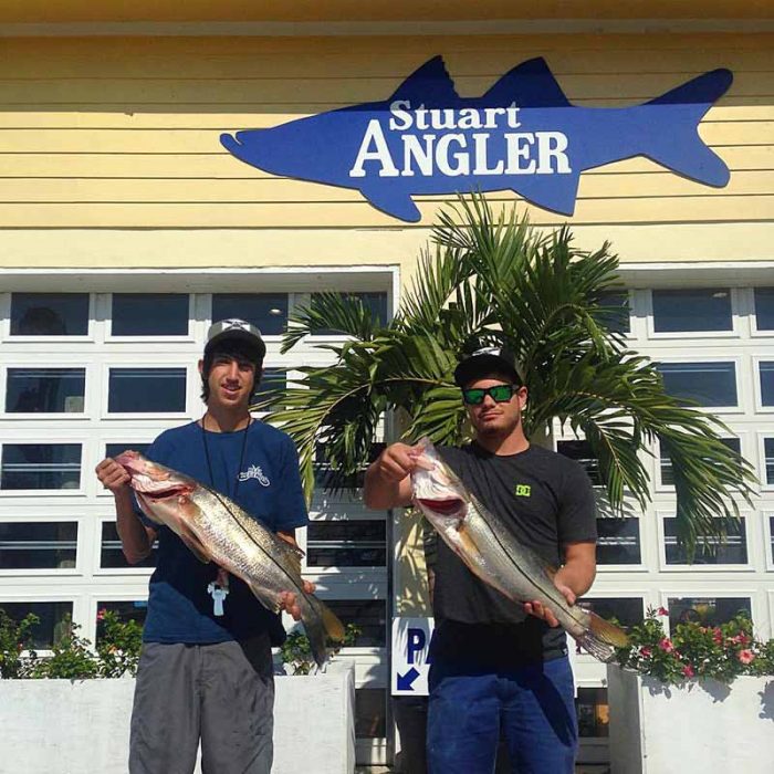 Lucas and James with some fat keepers, stopping in to the Stuart Angler to win lucky Stuart Angler hats. Photo credit: Stuart Angler.
