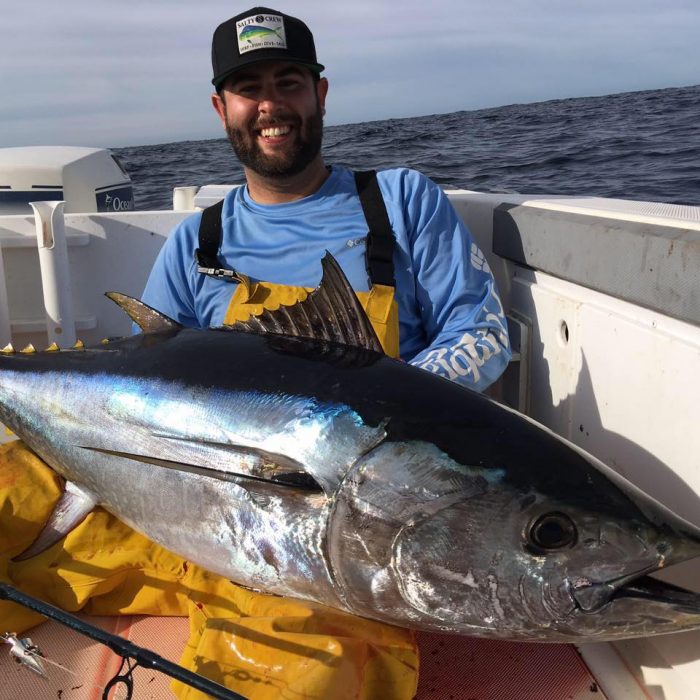 Myke Fortier with his first ever Bluefin Tuna caught on a RonZ on a spinning rod!
