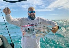 Shaun Roles with a catch and release African pompano on the slow pitch.