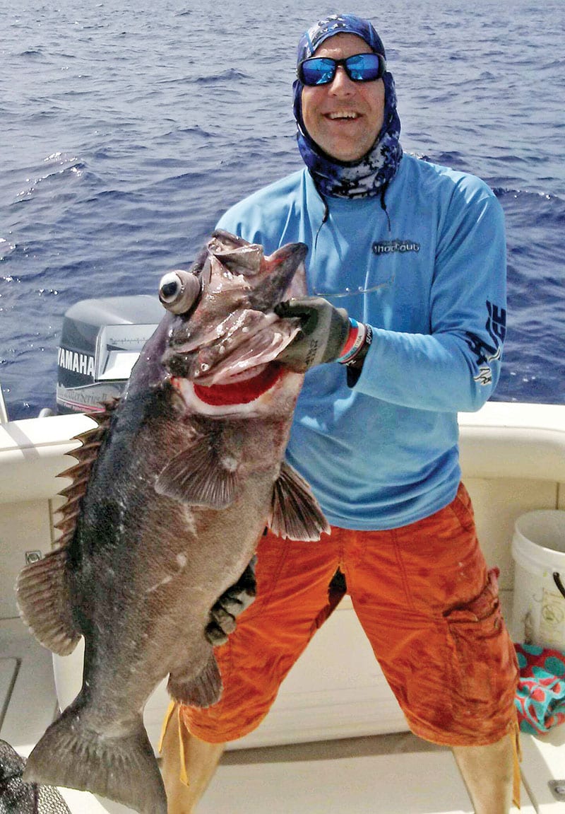 Bob Kalbaugh caught this 50 pound wreckfish while deep dropping in 950 feet off Fort Lauderdale.