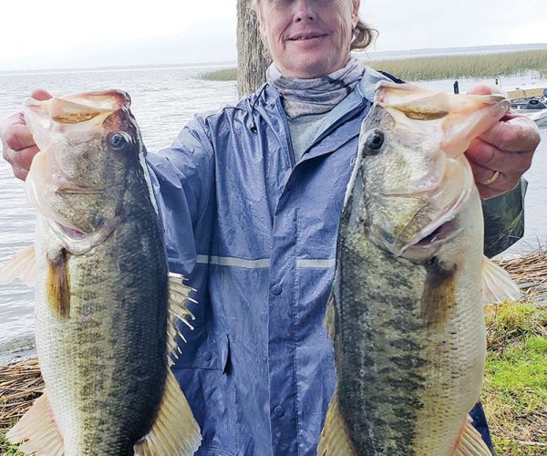 Dan Stubbs with two beautiful largemouth bass.