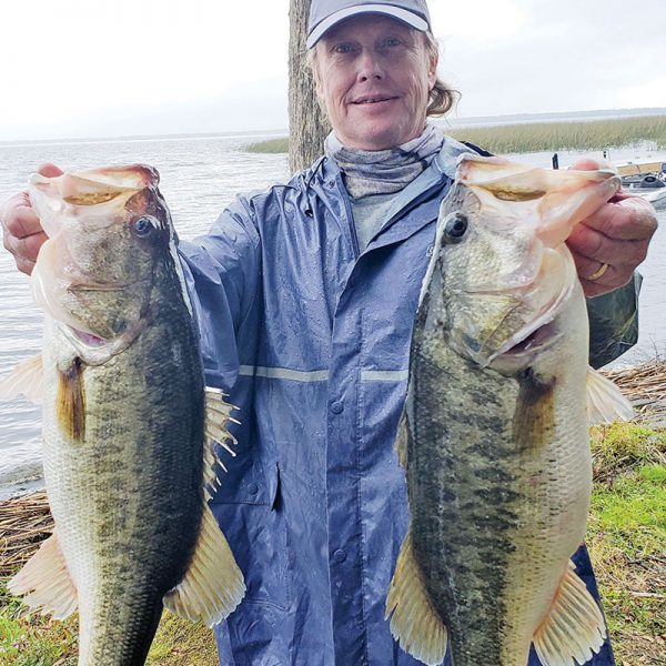 Dan Stubbs with two beautiful largemouth bass.