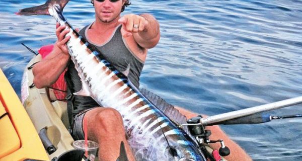 Joe Hector with a nice wahoo caught from his kayak.
