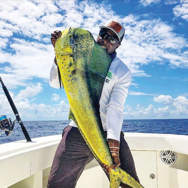 Chevy Potter enticed this solid bull with a live pilchard off Bimini.