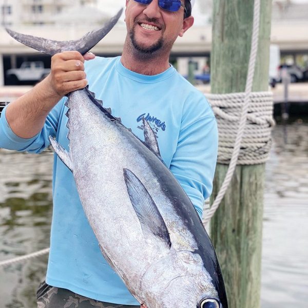 Loyal reader Chris Pascual with a butterball blackfin tuna.