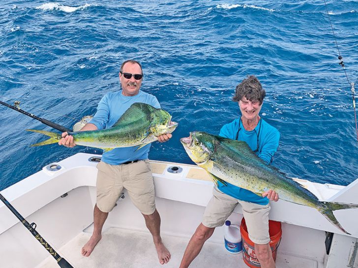 Dan and Pat Ocke with a nice pair of mahi caught with Fishing Headquarters.
