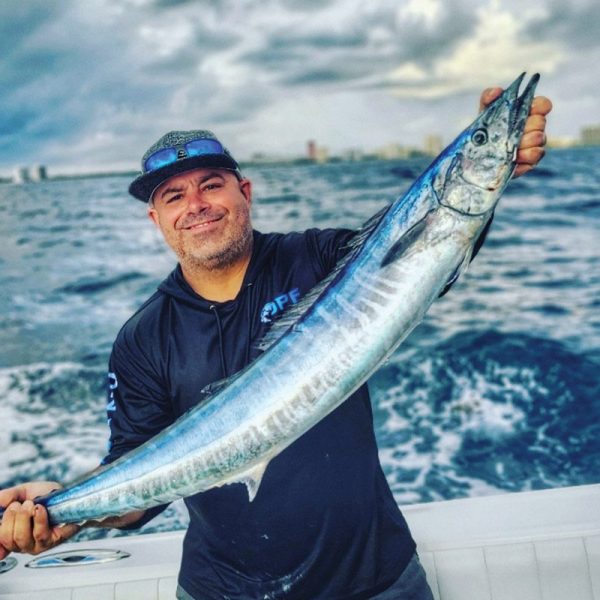 Angler Jeff Hussey caught this 15lb. wahoo using a planer right in front of the Boca Inlet.